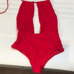 Red one piece swim suit